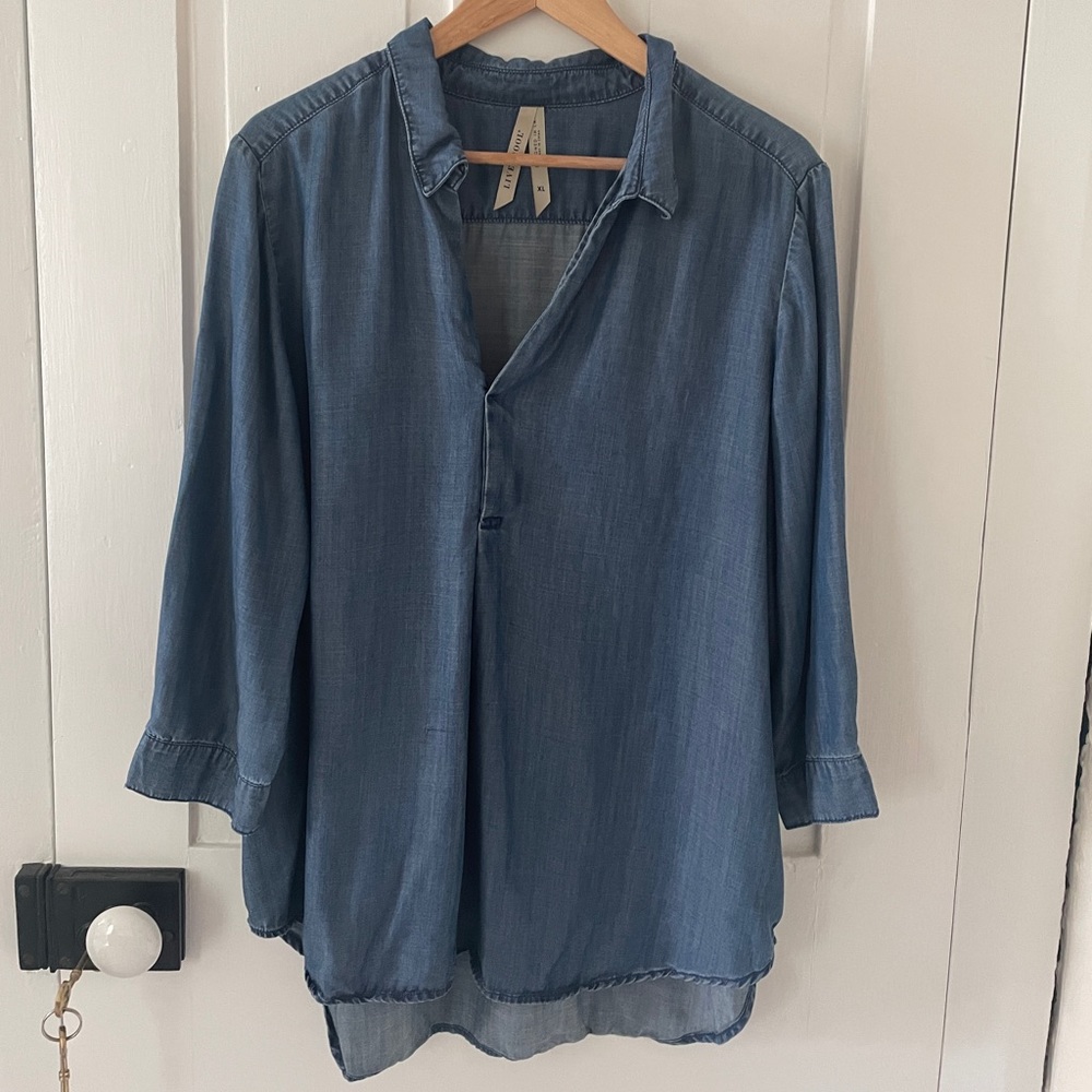 Liverpool soft chambray long sleeved tunic